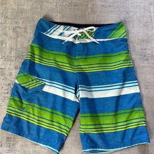 EUC Mossimo Supply Co. Blue & Green Striped Men's Board Shorts | Swim Trunks 32